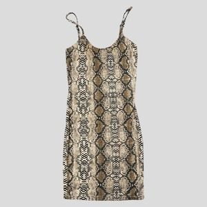 Women's Celebrity Brown Animal Print Tight Fitting Mini Dress Size Small